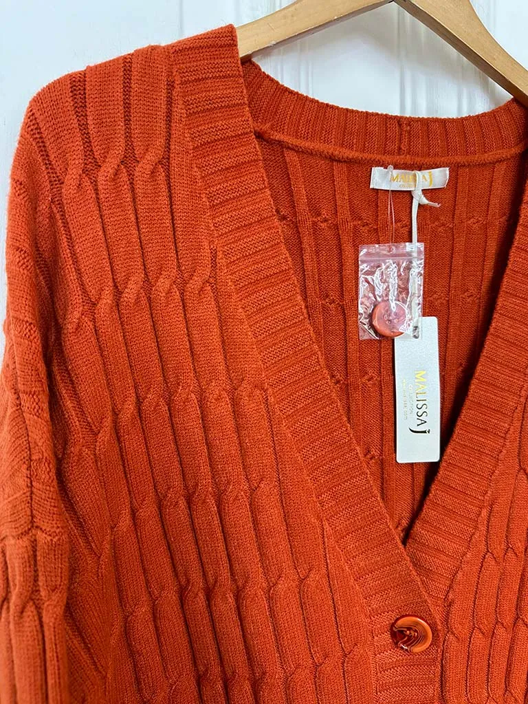 Malissa J Cable Knit Cardigan - Burnt Orange