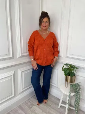 Malissa J Cable Knit Cardigan - Burnt Orange