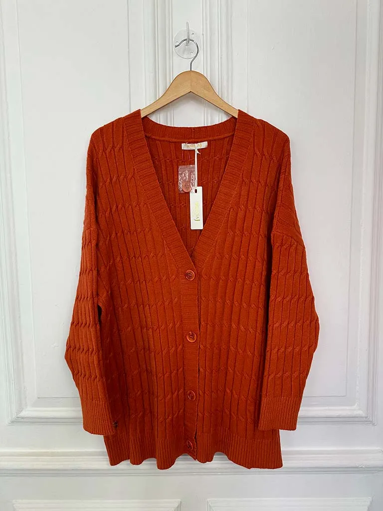 Malissa J Cable Knit Cardigan - Burnt Orange