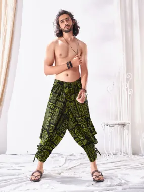 Men's Arabic Neon Green Baggy Boho Hippy Harem Pants For Travel