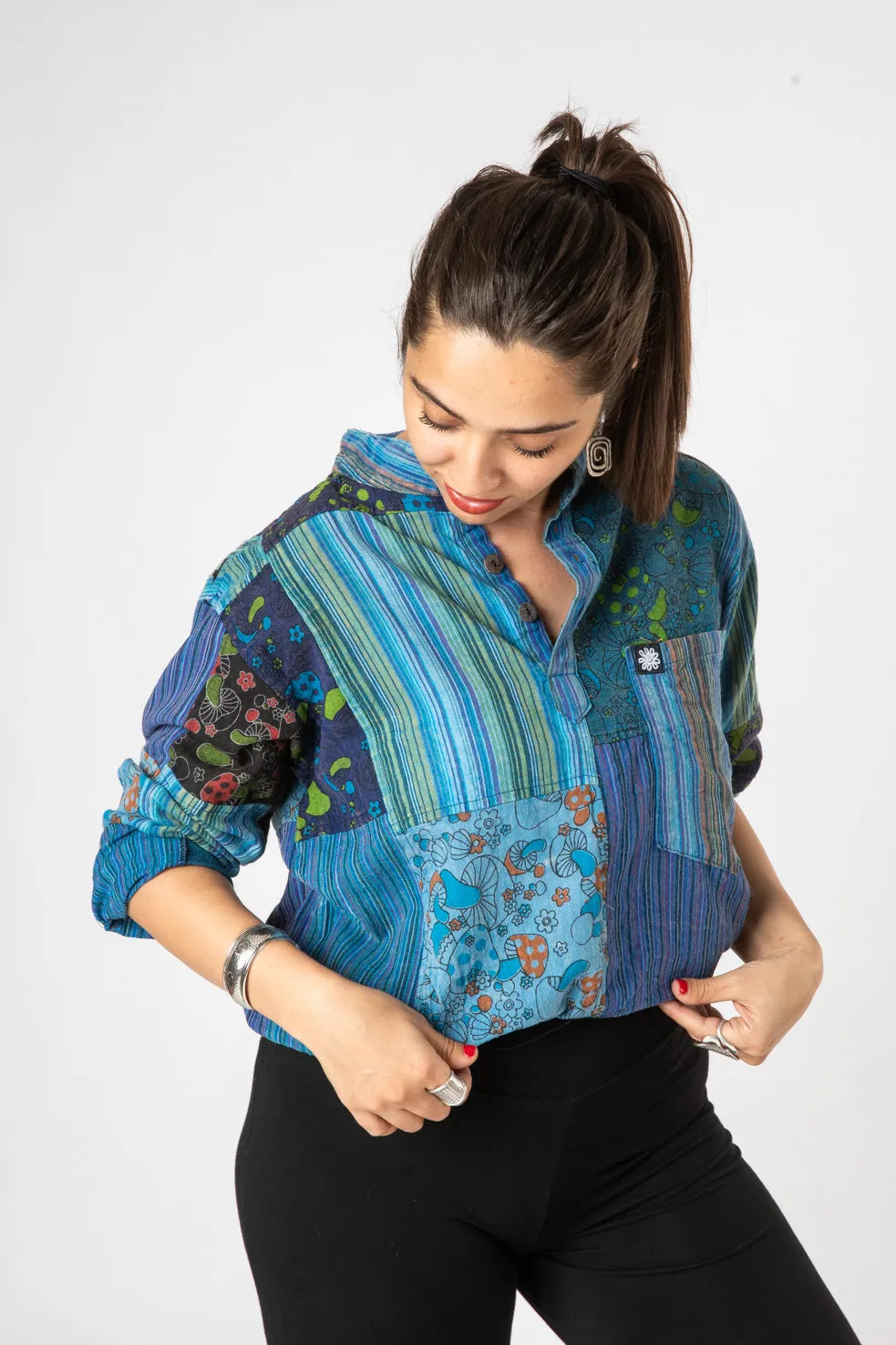 Patchwork Unisex Mushroom Shirt