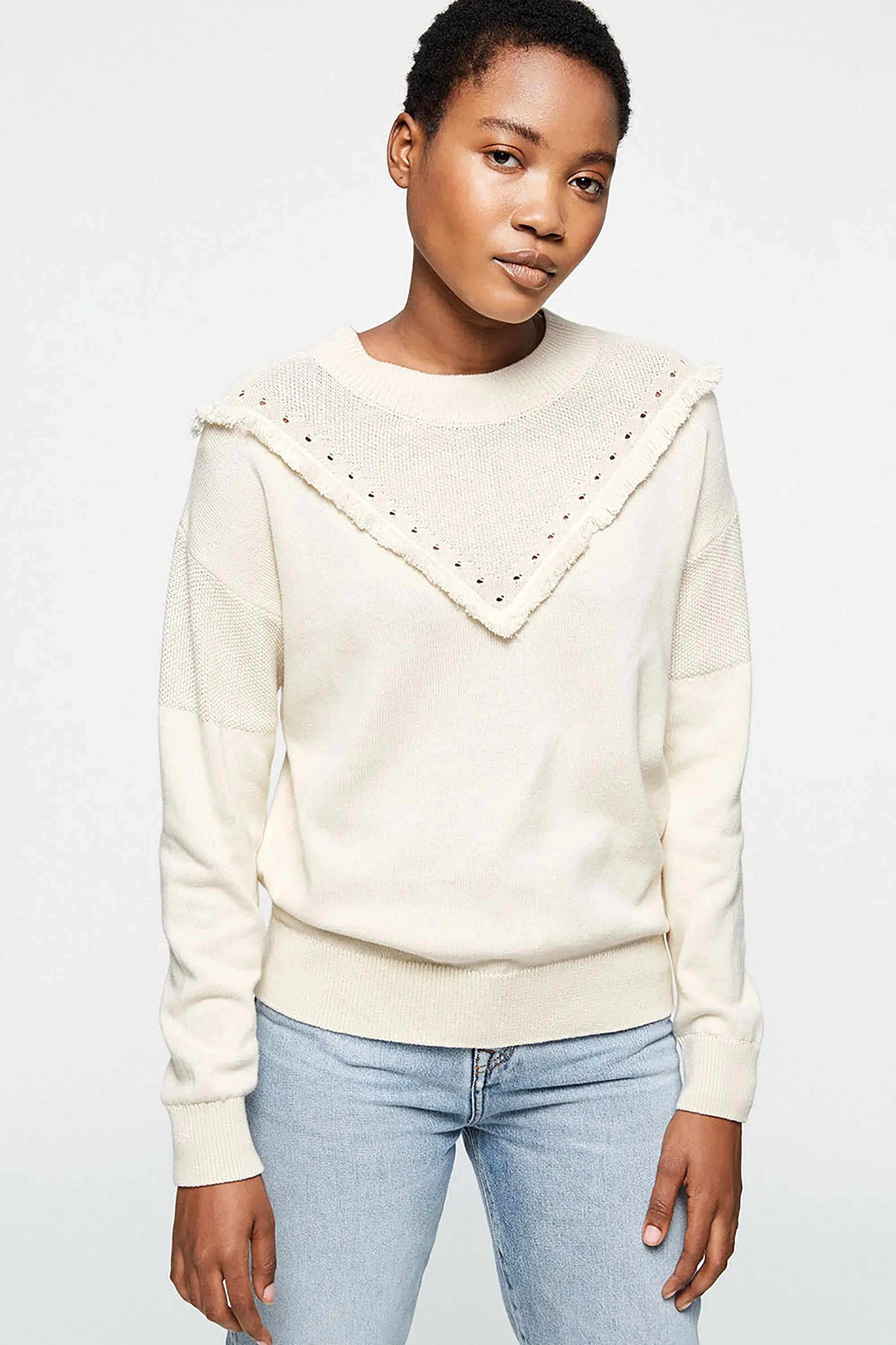 peetjaa boho sweater sandshell <br> by ARMEDANGELS