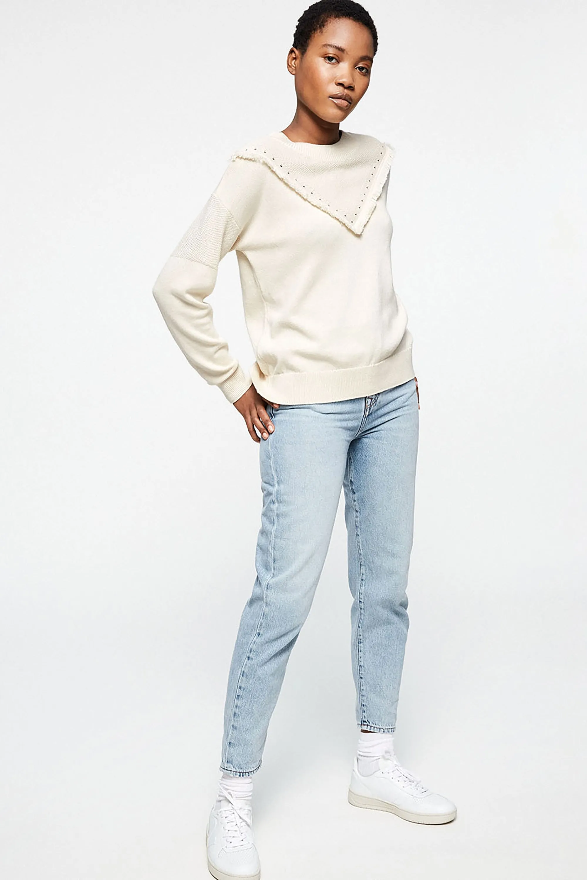 peetjaa boho sweater sandshell <br> by ARMEDANGELS
