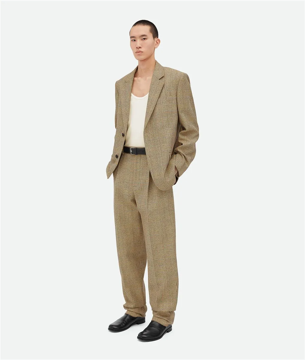 Certainly! The optimized title for this e-commerce product would be: Classic Prince of Wales Wool Trousers for Men