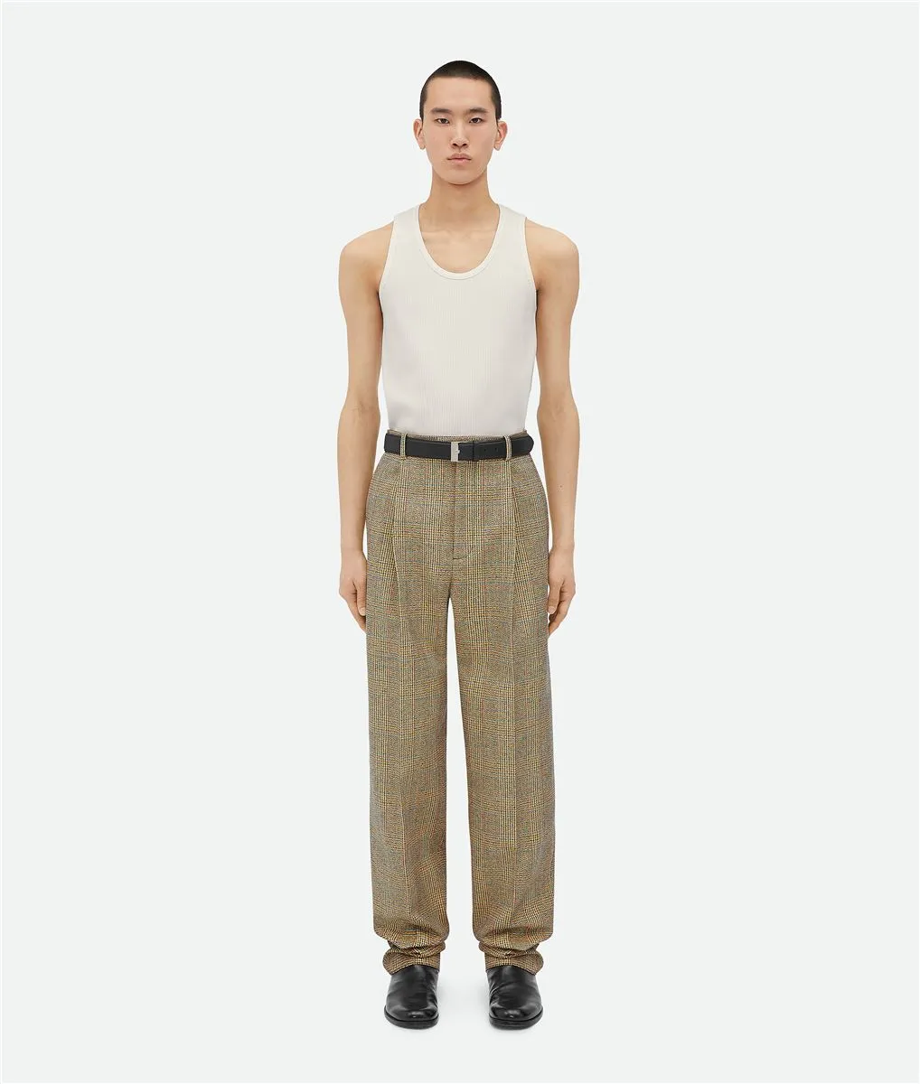 Certainly! The optimized title for this e-commerce product would be: Classic Prince of Wales Wool Trousers for Men