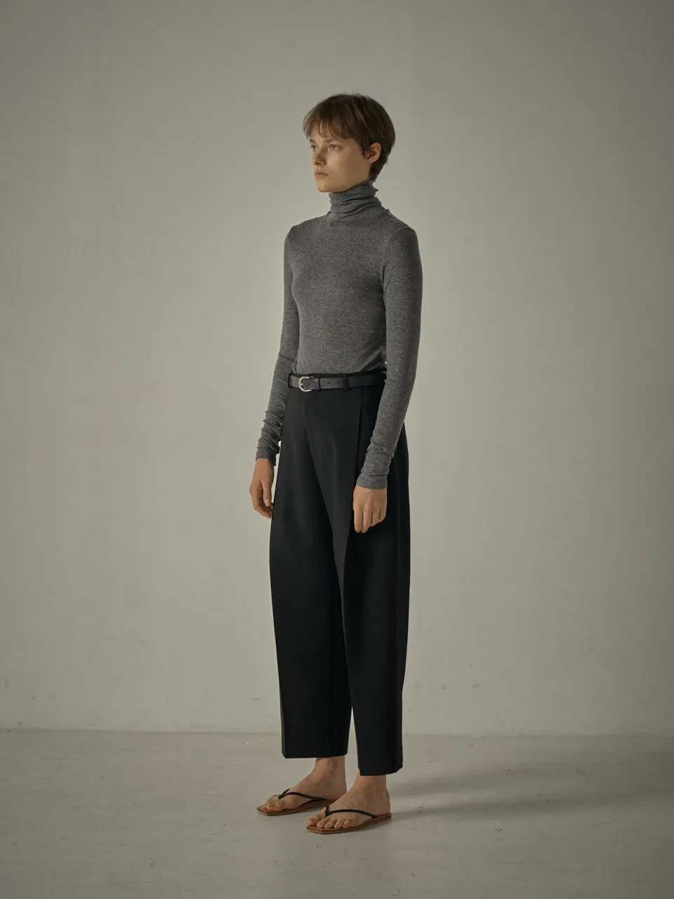 Round Wool Pants - Black