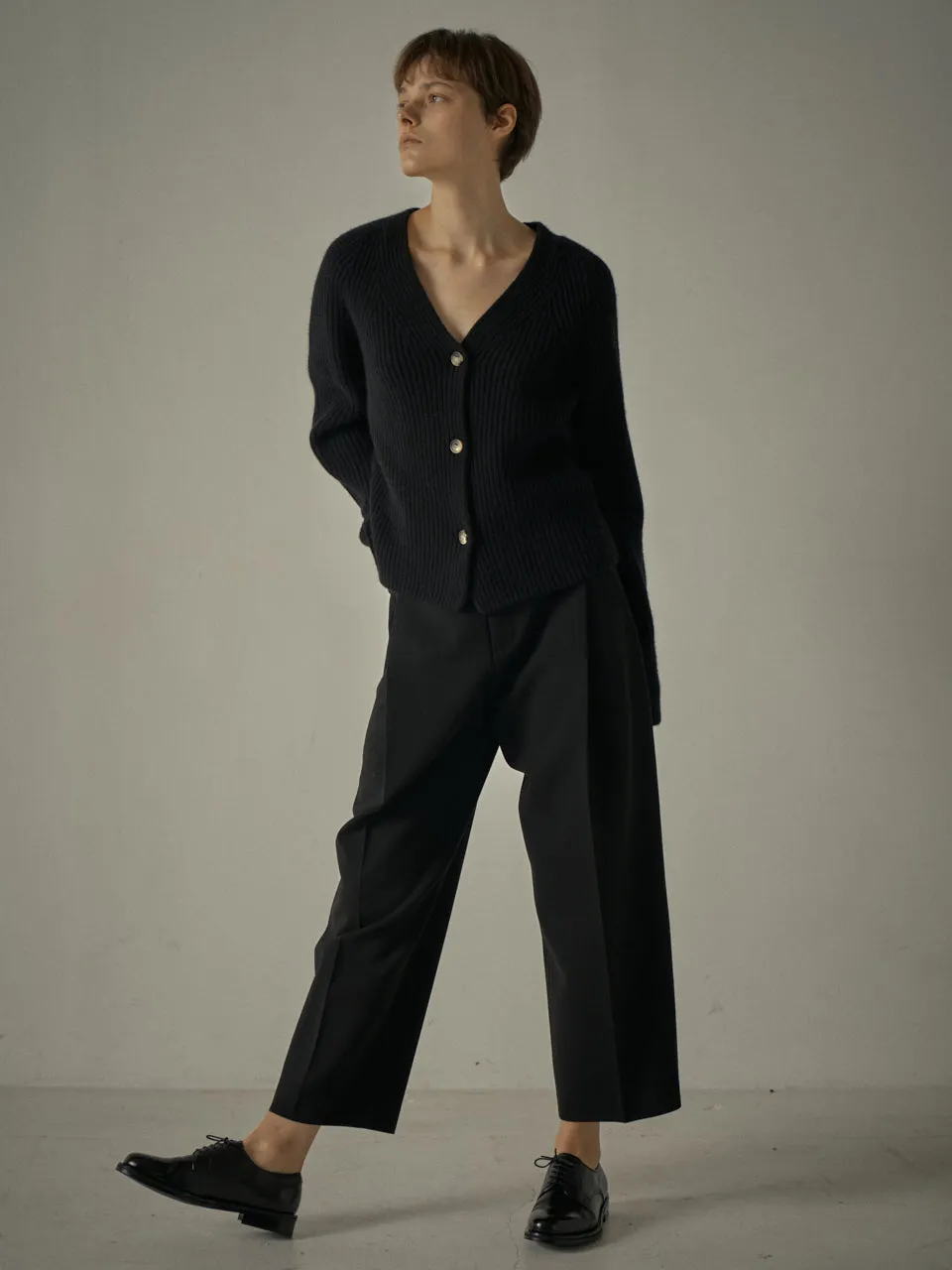 Round Wool Pants - Black