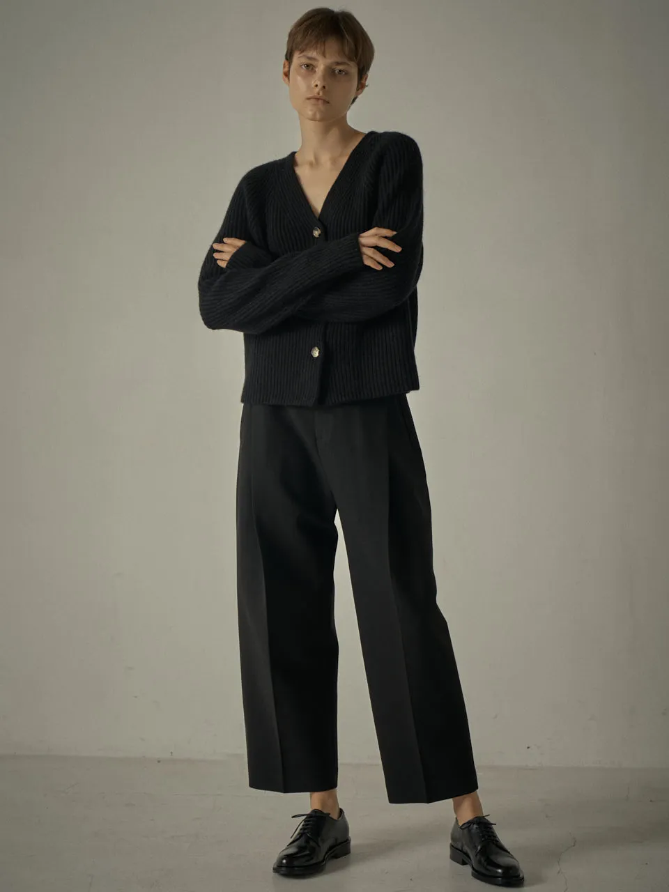 Round Wool Pants - Black