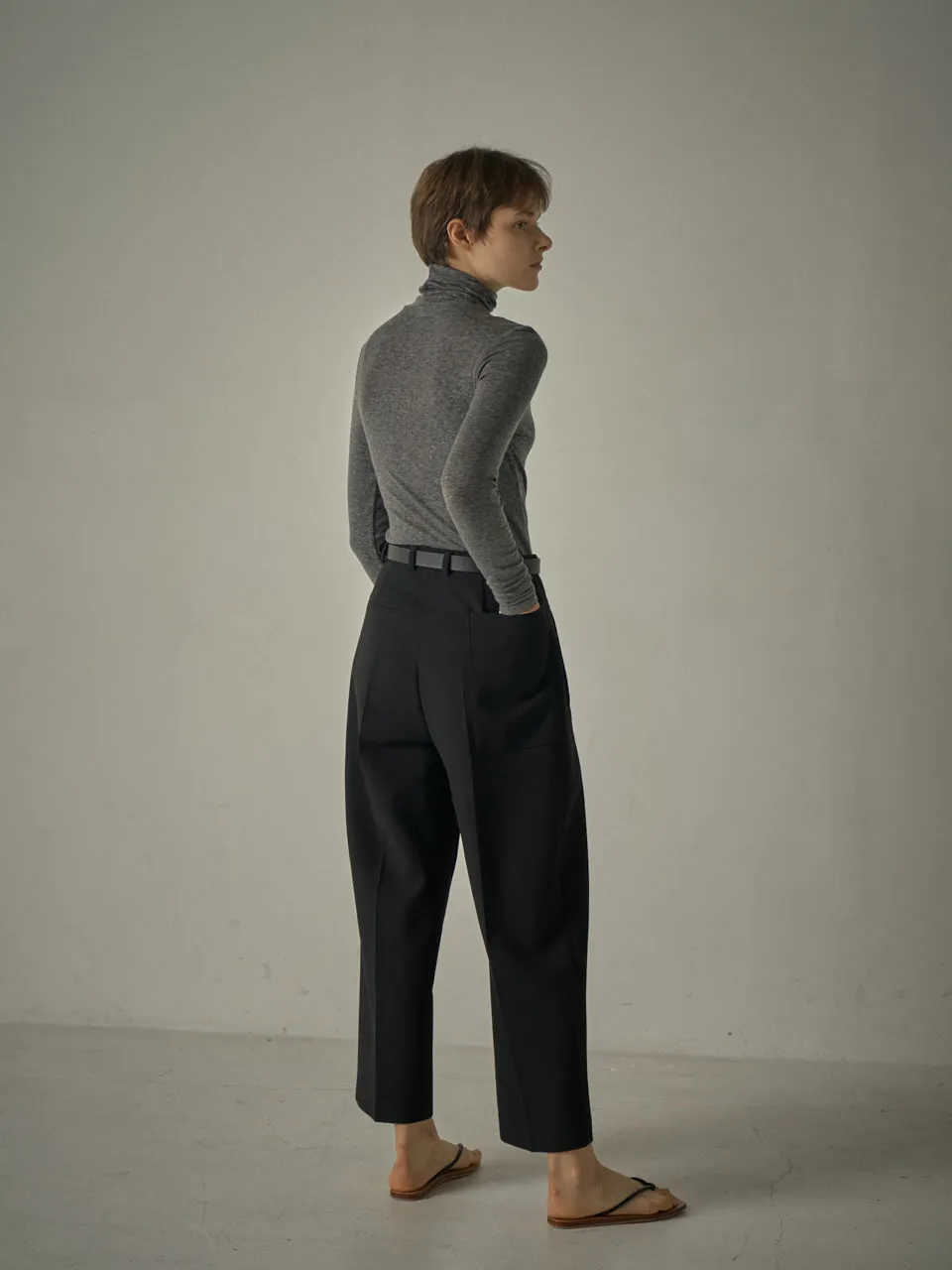 Round Wool Pants - Black