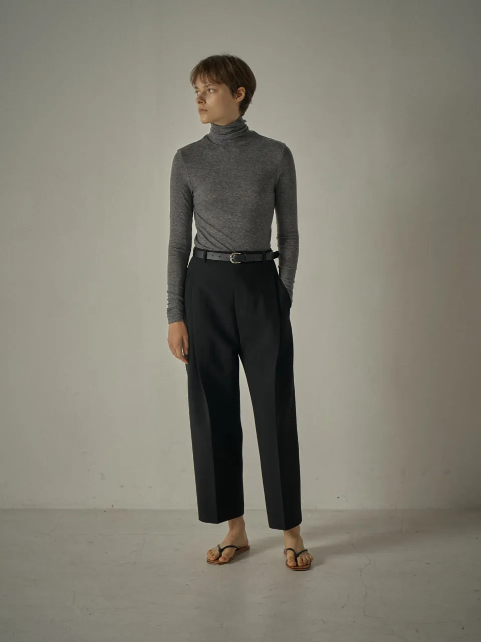 Round Wool Pants - Black