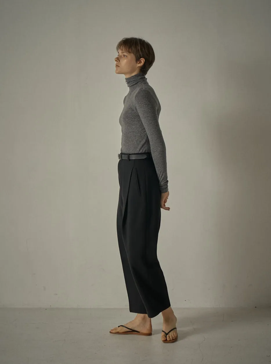 Round Wool Pants - Black