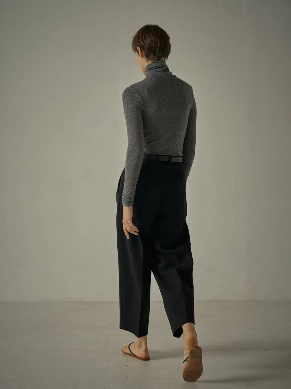 Round Wool Pants - Black