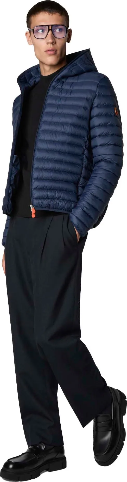 Save the Duck Men&#x27;s Animal Free Hooded Puffer Jacket Donald Navy Blue | Buy Save the Duck Men&#x27;s Animal Free Hooded Puffer Jacket Donald Navy Blue here | Outnorth