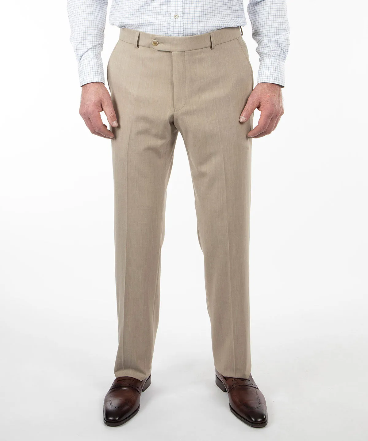 Elegant Tailored Bi-Stretch Serge Wool Dress Pants