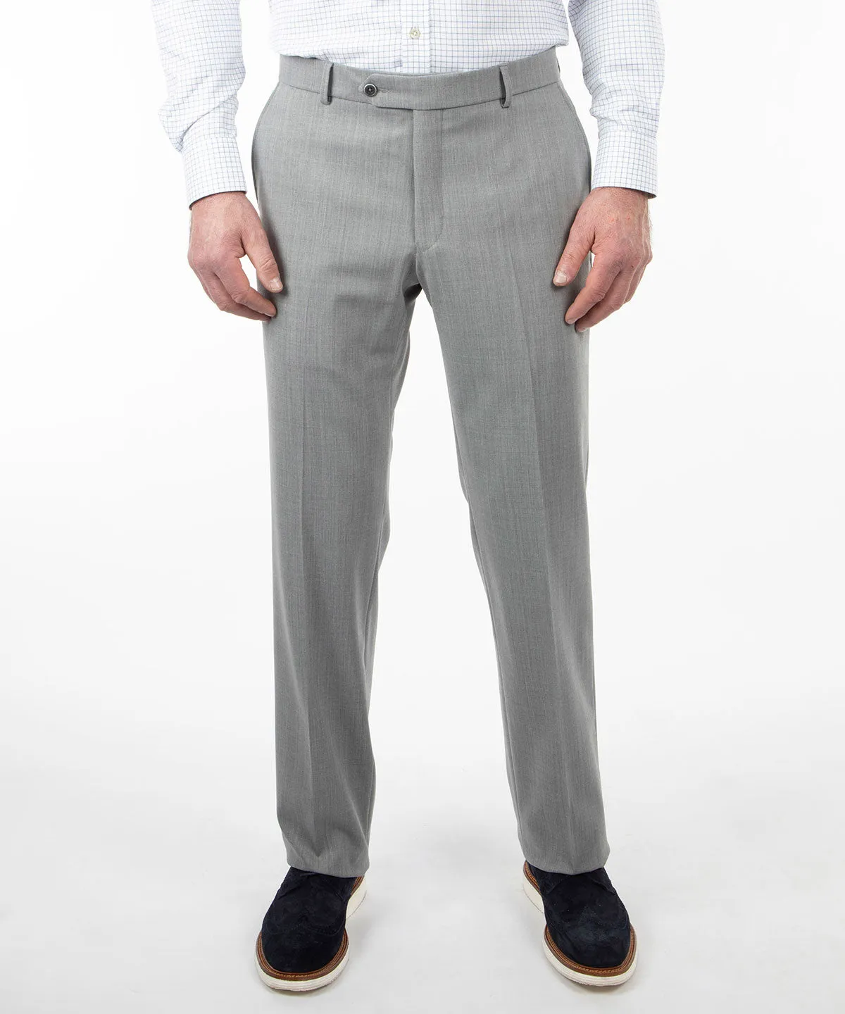 Elegant Tailored Bi-Stretch Serge Wool Dress Pants