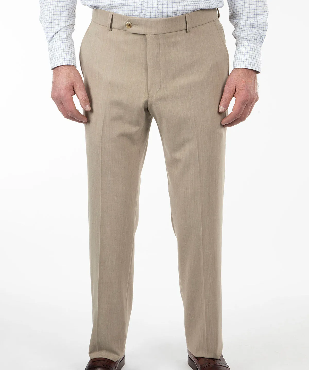 Elegant Tailored Bi-Stretch Serge Wool Dress Pants