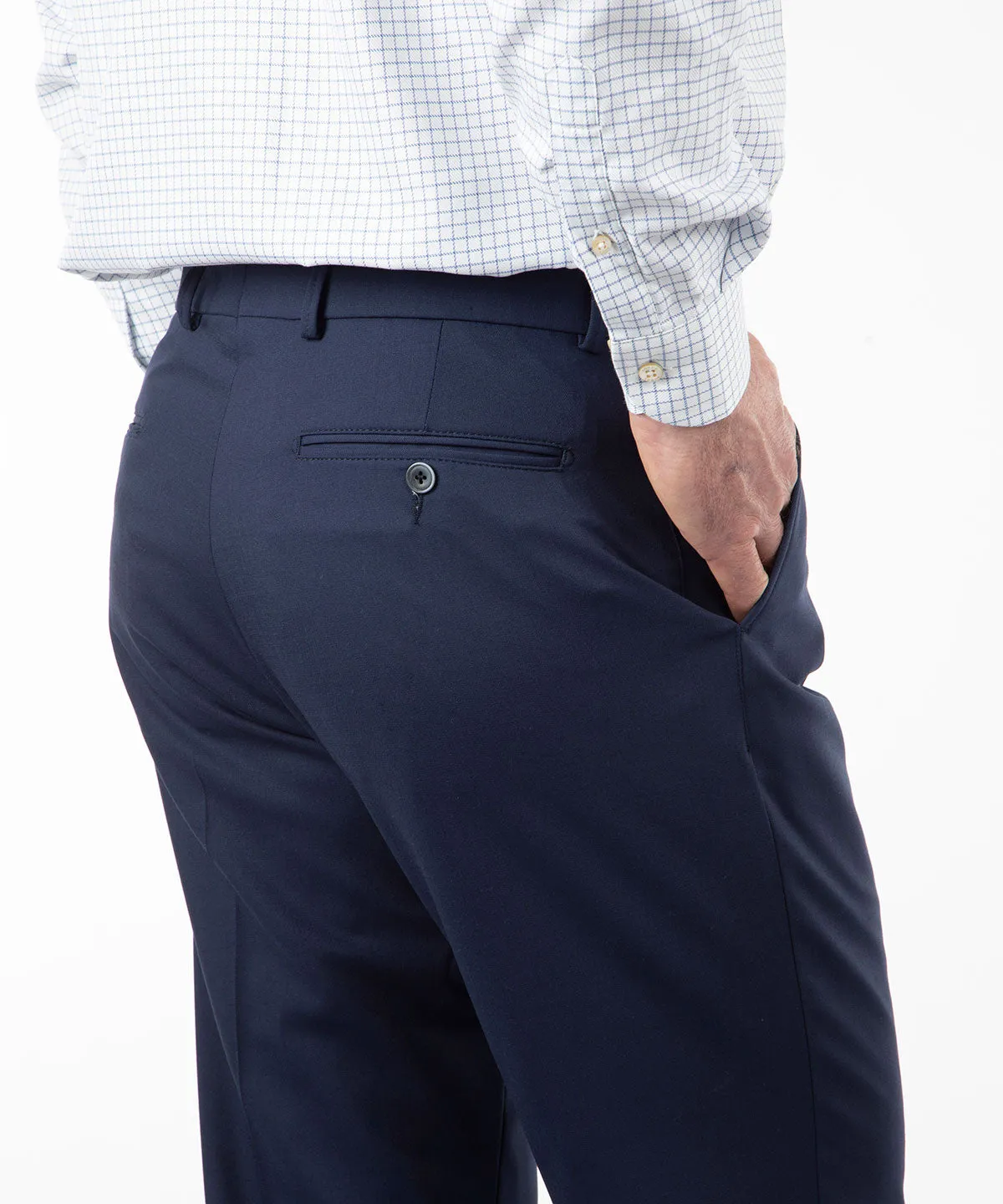 Elegant Tailored Bi-Stretch Serge Wool Dress Pants