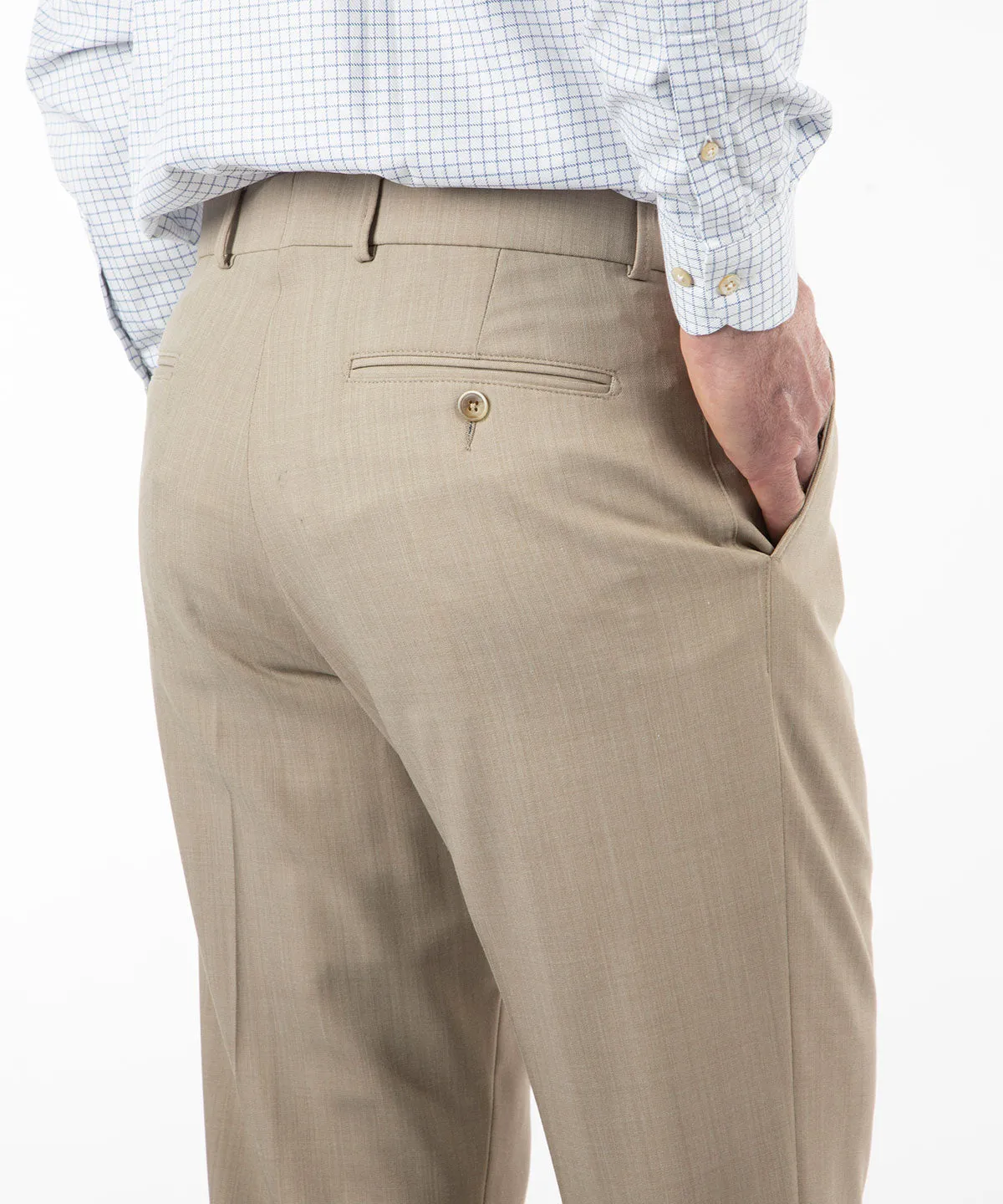 Elegant Tailored Bi-Stretch Serge Wool Dress Pants