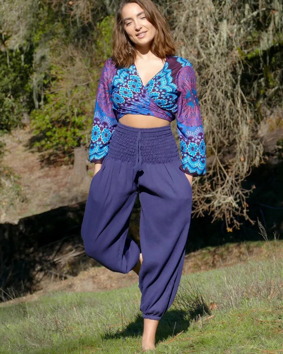 Smocked Waist Harem Pants