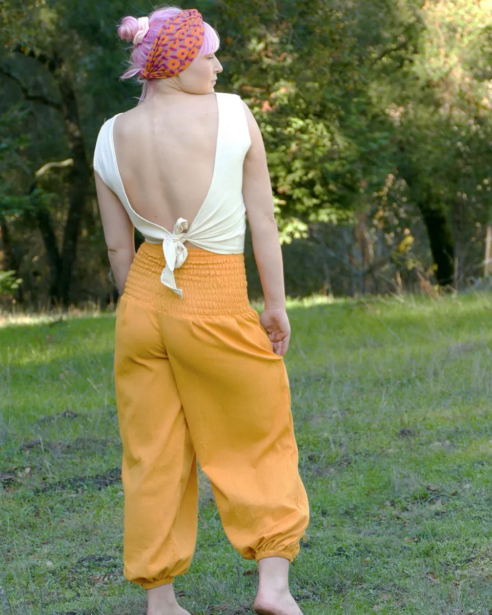 Smocked Waist Harem Pants