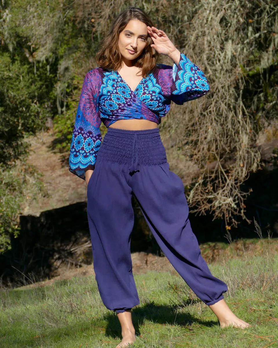 Smocked Waist Harem Pants