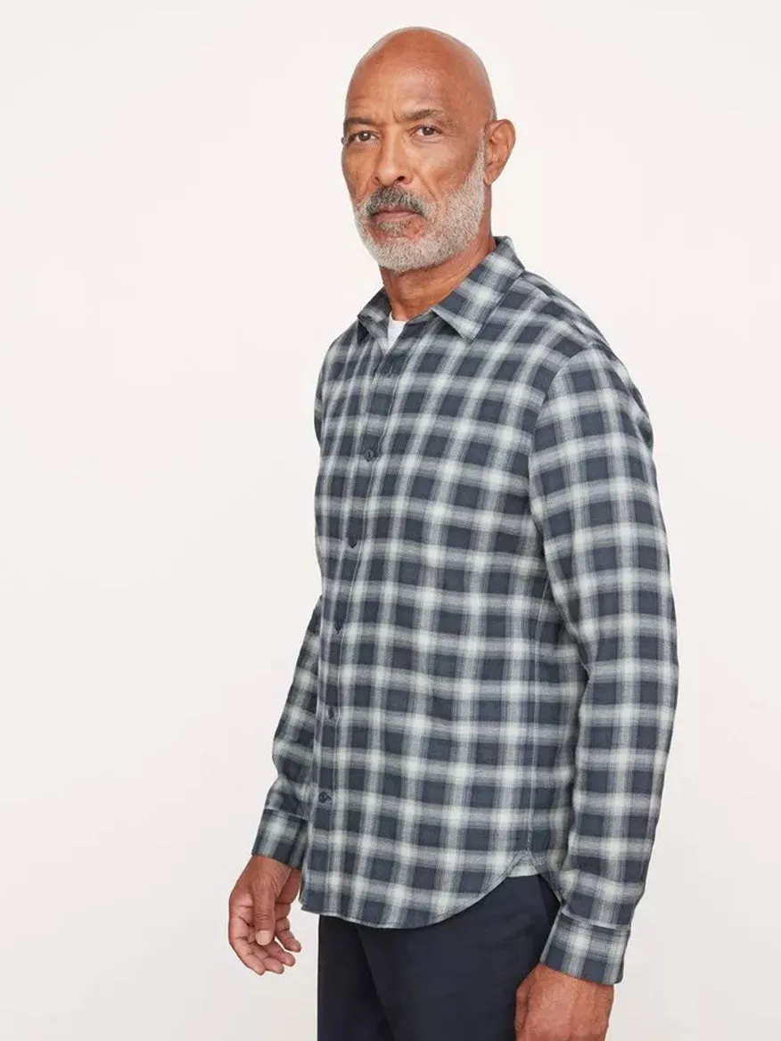 Vince Glen Oak Plaid Long Sleeve Shirt in Deep Seaweed