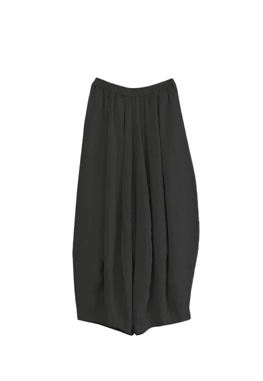 Washed Linen Harem Pants in Black