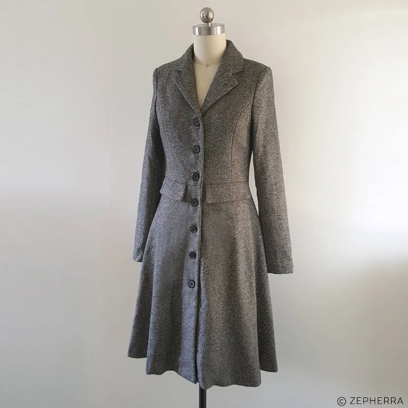 Winter coat Herringbone wool coat houndstooth coat dress custom made coat Kate Middleton Twill Coat Dress Duchess of Cambridge coat