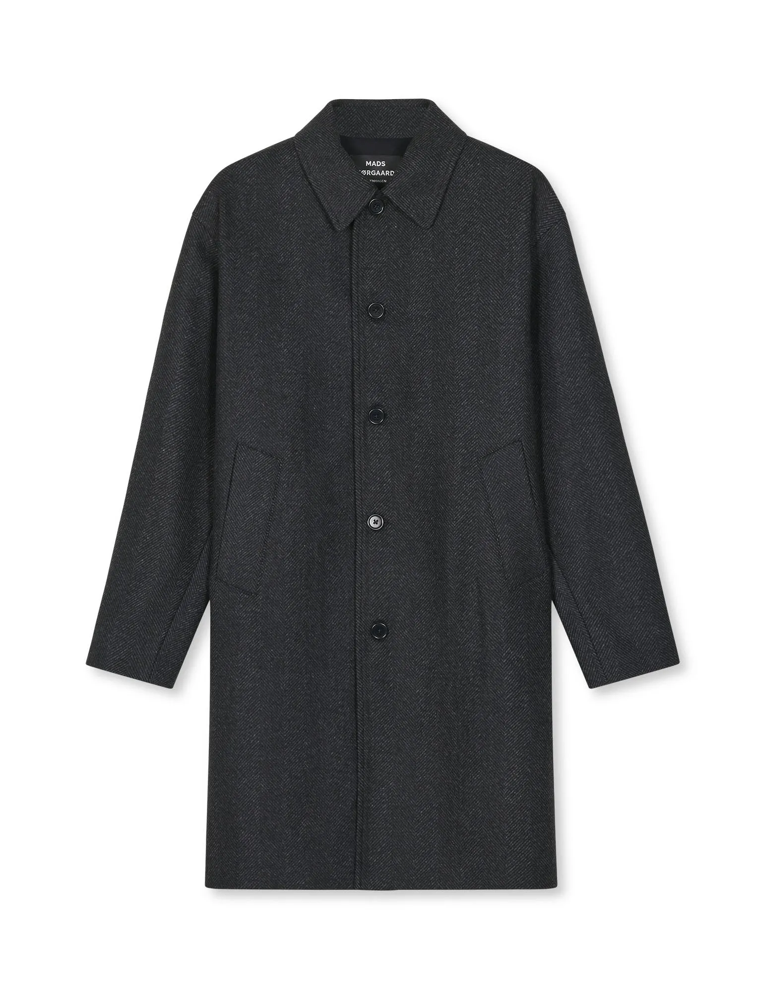 Charcoal Gray Wool Herringbone Curtis Coat - Classic Style Mens Outerwear