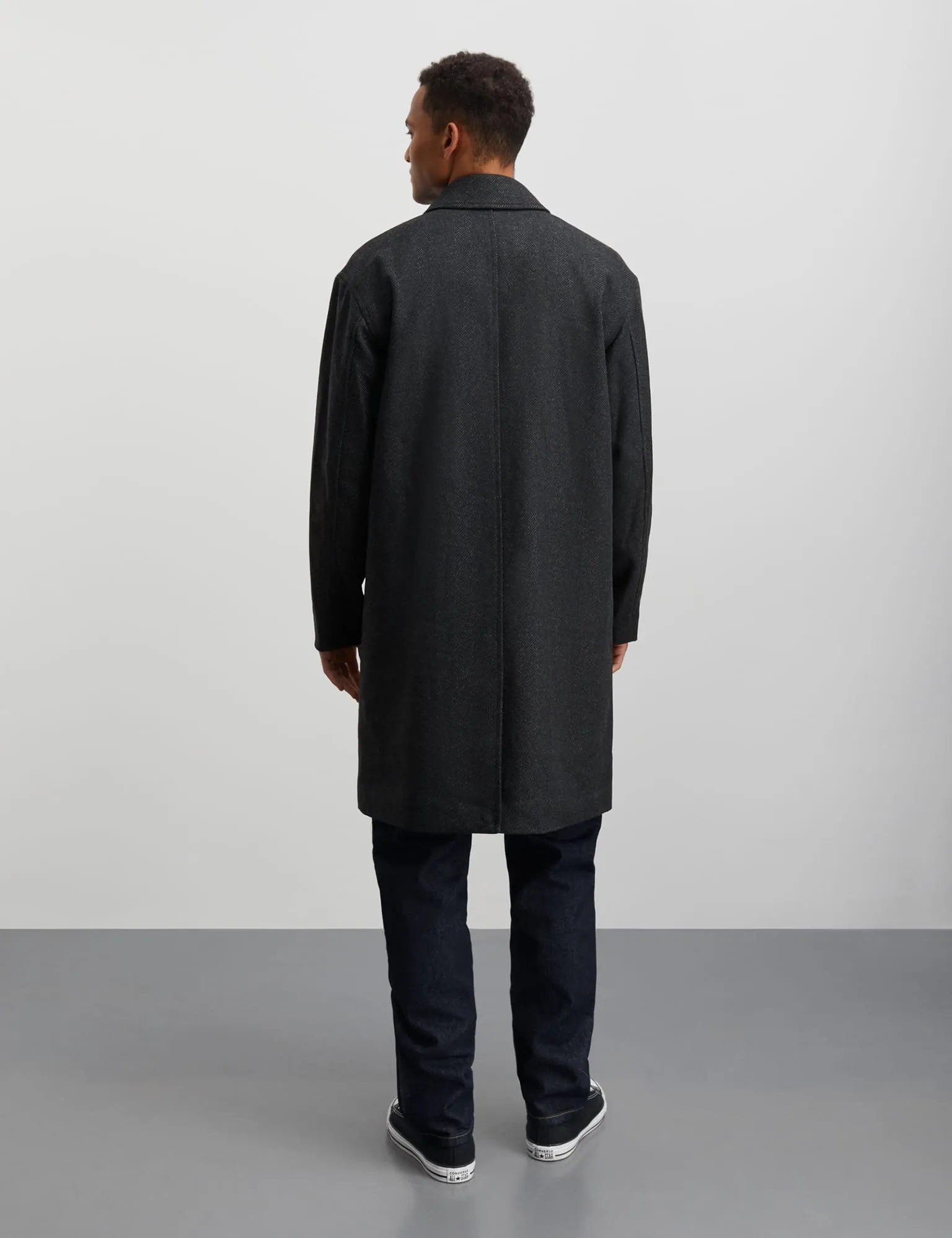 Charcoal Gray Wool Herringbone Curtis Coat - Classic Style Mens Outerwear